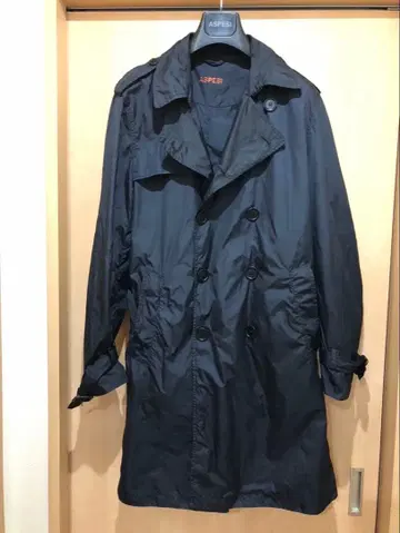 ASPESI 네이비 나일론 트렌치코트