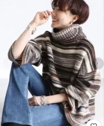 CURRENTAGE 스트라이프 터틀 니트