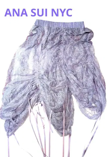 ANNA SUI NYC 보타니컬 모티브 레이스 드로스트 드레이프 스커트