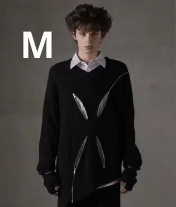 GRANCY 지퍼 디자인 비대칭 니트 M