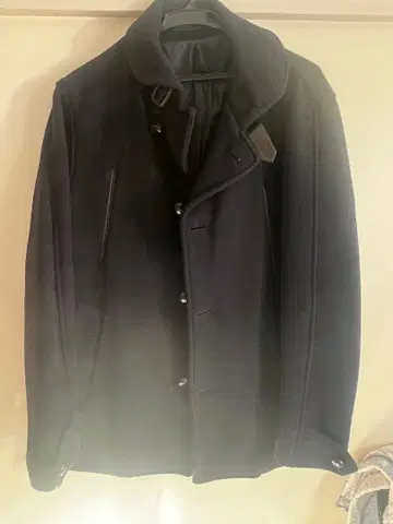 아이보리 코트 네이비 울 피 코트