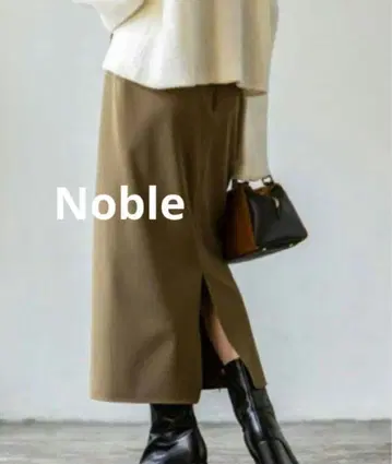 noble 저지 라이크 컬러 타이트 스커트 카키