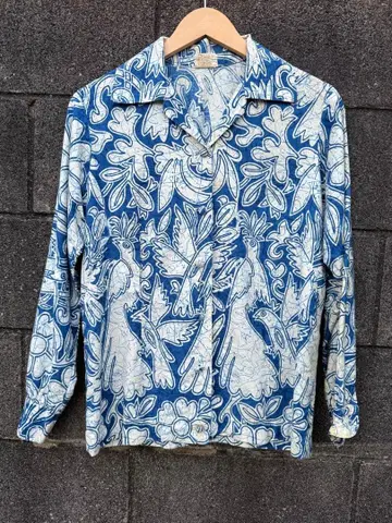 60s 오픈 카라 셔츠 코튼 셔츠 올 패턴