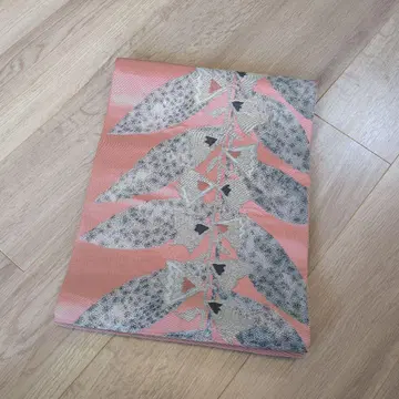 나고야 오비 핑크 잎 무늬