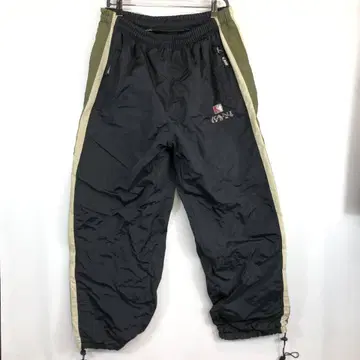 90s KANI SPORT 속기모 나일론 팬츠 블랙 올리브 베이지