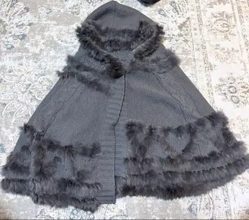 그레이 후드 니트 판초 모리걸