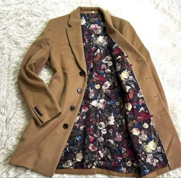 컨디션 최상 폴스미스 체스터 코트 장미 패턴 카멜 XL 상당