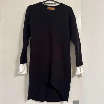 블랙 프릴 니트 롱 원피스 아메리