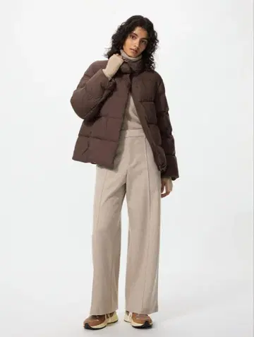 미사용 새상품 UNIQLO 브러쉬드 저지 와이드 팬츠 베이지 S