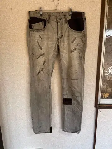 TAKEO KIKUCHI 데미지 가공 그레이 슬림핏 데님 팬츠 3