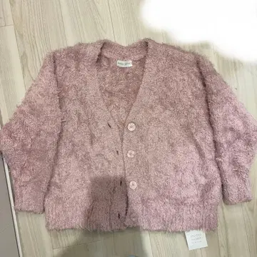 택 포함 새상품 스나이델 홈 샤기 가디건 핑크