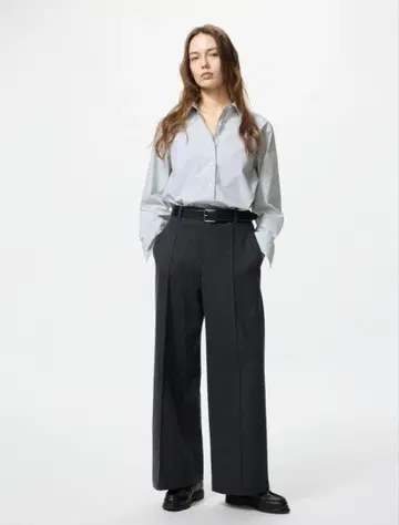 미사용 새상품 UNIQLO 브러쉬드 저지 와이드 팬츠 다크 그레이 S