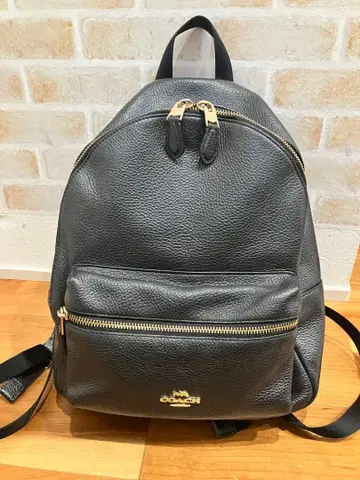 블랙 가죽 럭색 백팩