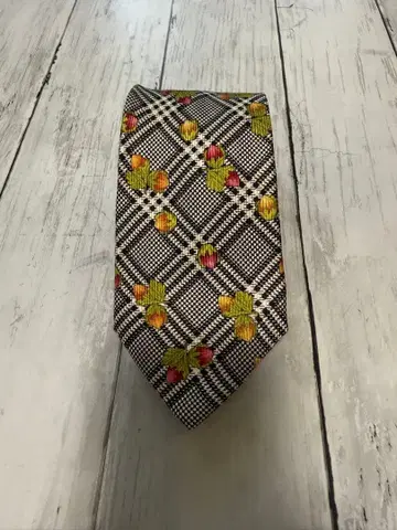 ETRO 후르츠 자수 체크 무늬 넥타이