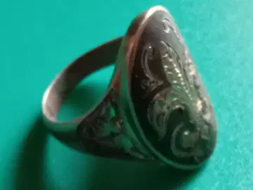 실버 반지 타원형 플뢰르 드 리스 앤티크 SILVER 각인