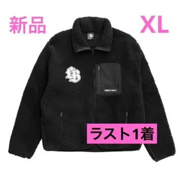 LIBERTY WALK 아우터 보아 코트 블랙 패치 자수 로고