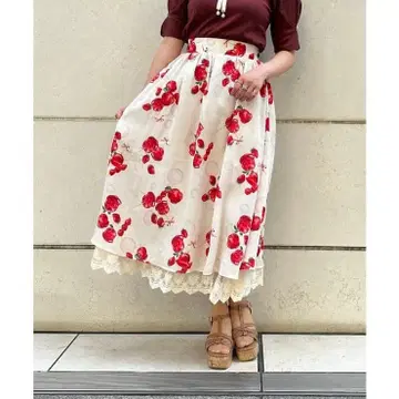 엑시즈팜 캔디 애플 패턴 SK 스커트 택 포함 새상품