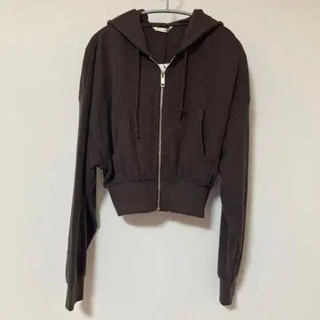ZARA 숏 후디 브라운 지퍼 후드티