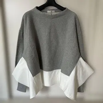 FREE'S SHOP 비대칭 맨투맨 밑단 프릴 트레이닝복