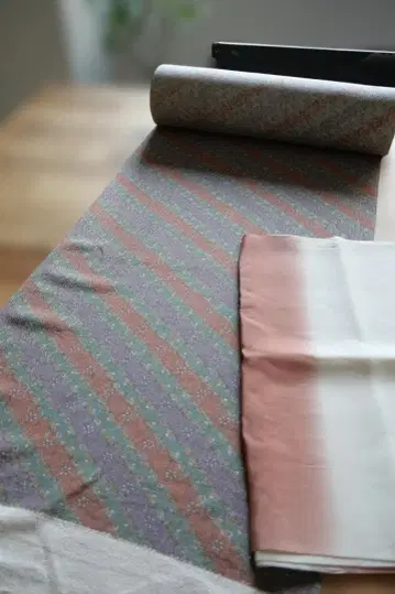 순수 실크 코몬 옷감 사라사풍 오니시보 크레이프 원단, 하치가케 포함