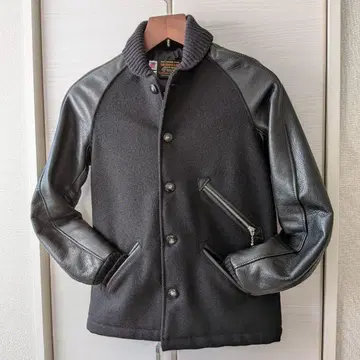 Skookum 바시티 자켓 파라오 36 소매 가죽 블랙 x 블랙 미국제