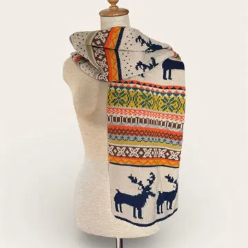 노르딕 무늬 머플러 눈꽃 루돌프 북유럽 멀티 컬러
