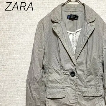ZARA 테일러드 자켓 스트라이프 캐주얼 포켓 부착 겉옷