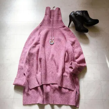 개럴개런트 캐시미어 블렌드 터틀넥 니트 핑크/로즈