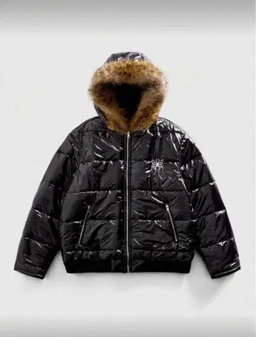 Y2K 블랙 다운 자켓 퍼 포함