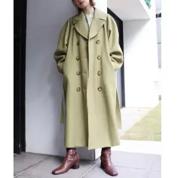 MURUA 헤링본 더블 코트 롱 코트