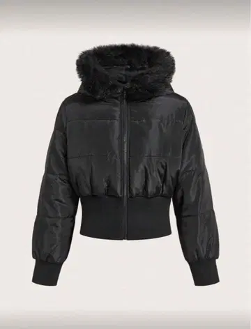 후드 부착 블랙 다운 자켓