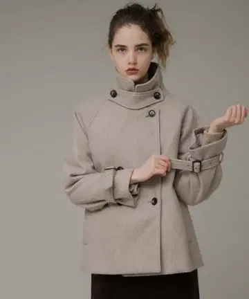 자켓 코트 멜톤 저리 스탠드 카라 트렌치코트 여성용