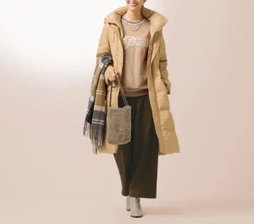 [ 새상품 ] STYLE FLY 후드 부착 롱 다운 코트 빅 사이즈 발수