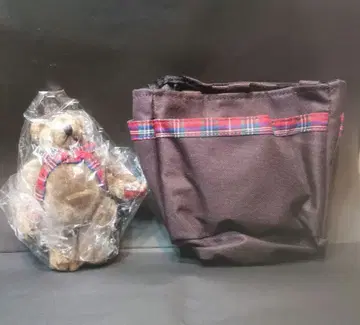 곰 봉제 인형과 수납 백 세트 빈티지