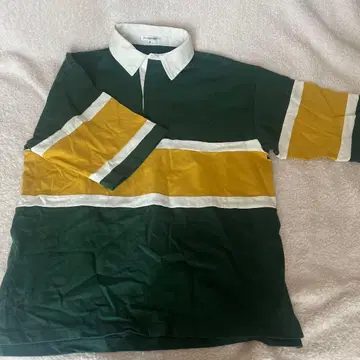 스트라이프 피케 셔츠 반팔 그린 노랑