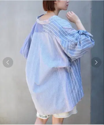 [ etsinta/에신타 ] 린넨 혼방 빈티지 스트라이프 셔츠