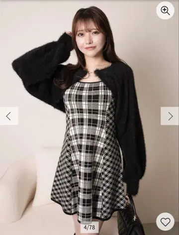 페더 체크 앙상블 원피스 립 서비스