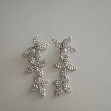 펄 꽃 플라워 결혼식 신부 귀걸이