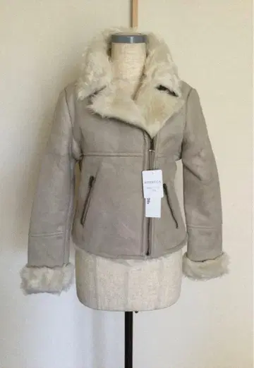 무스탕 자켓 라이더 자켓 베이지 계열 M [ INDEX ]