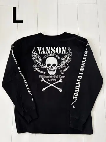 VANSON 스컬 윙 롱 슬리브 L 사이즈 블랙