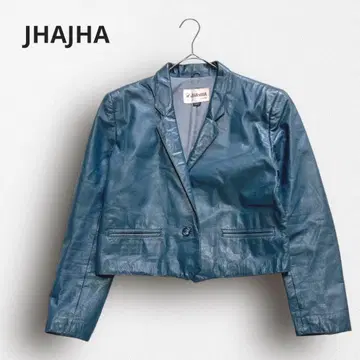 Y5739*자자 바이 후크 가죽 숏 기장 자켓 청록색 가죽 점퍼