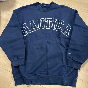 NAUTICA 네이비 로고 맨투맨 빅 실루엣