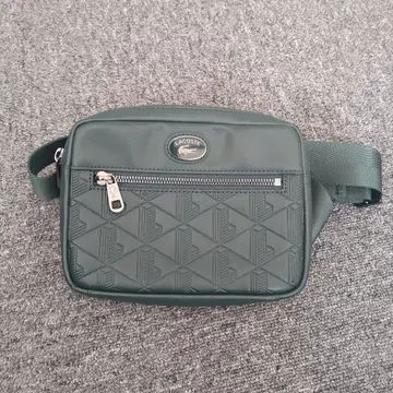 LACOSTE 다크 그린 가죽 숄더백