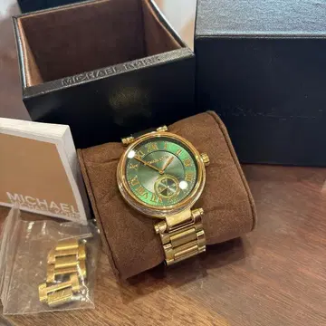 MICHAEL KORS 그린 골드 손목시계