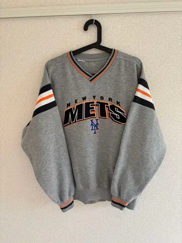 구제 의류 NEW YORK METS 그레이 V넥 트레이닝복