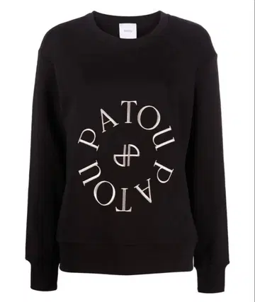 PATOU 로고 프린트 맨투맨 블랙
