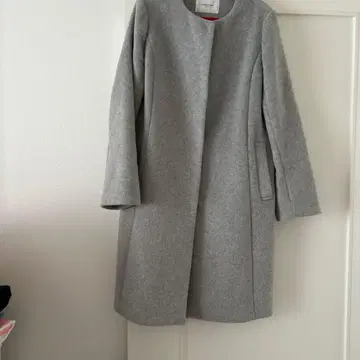 그레이 롱 코트 백 벨트 포함