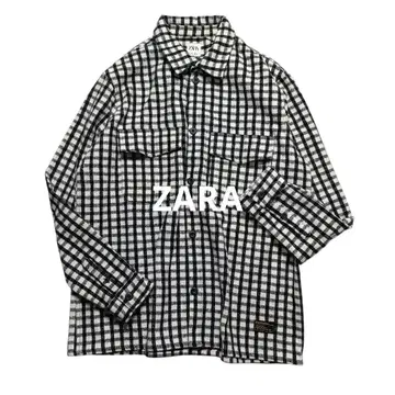 ZARA 자라 자켓 셔츠 플란넬 셔츠 화이트 블랙 모노톤 오버 사이즈