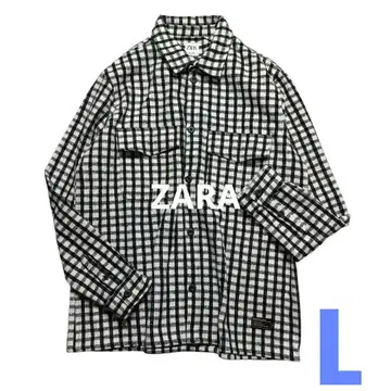 ZARA 자라 자켓 셔츠 플란넬 셔츠 화이트 블랙 모노톤 오버 사이즈