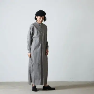 leno 밴드 카라 셔츠 원피스 깅엄